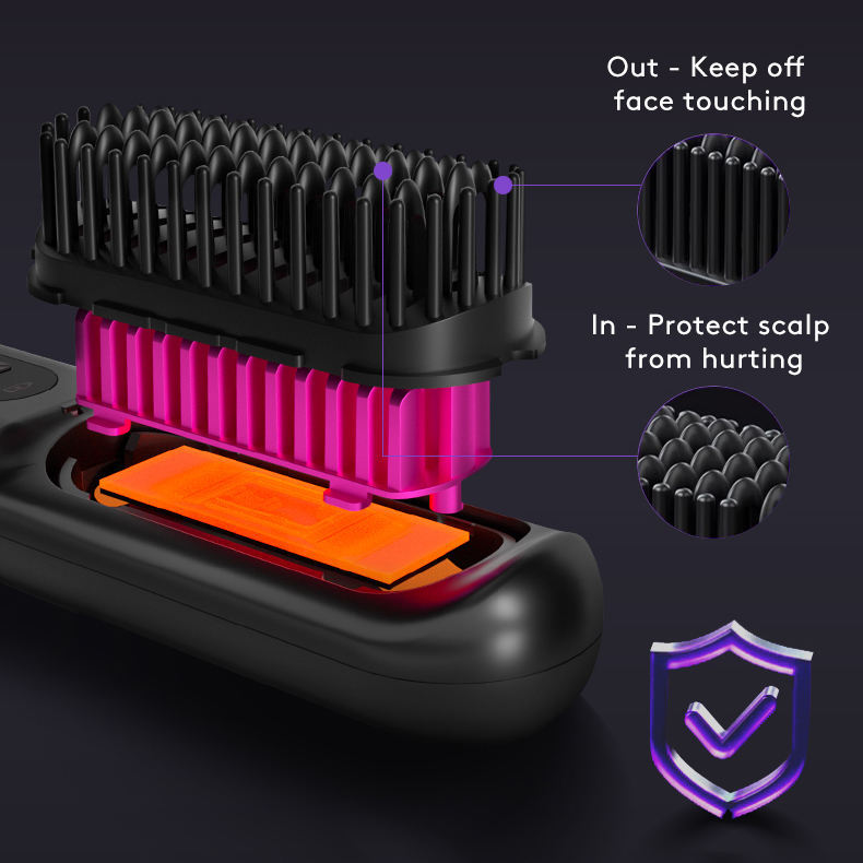 2-in-1 Wireless Hair Straightener Brush & Hot Curler – Fast Heating, Portable USB Rechargeable Hair Styling Comb