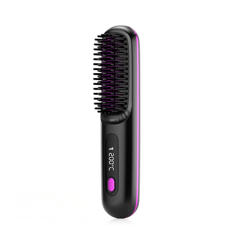 2-in-1 Wireless Hair Straightener Brush & Hot Curler – Fast Heating, Portable USB Rechargeable Hair Styling Comb