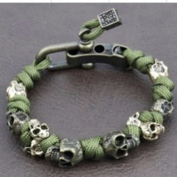 Men’s Skull Paracord Bracelet – Handmade Punk Hip-Hop Woven Jewelry, Stylish Survival Bracelet