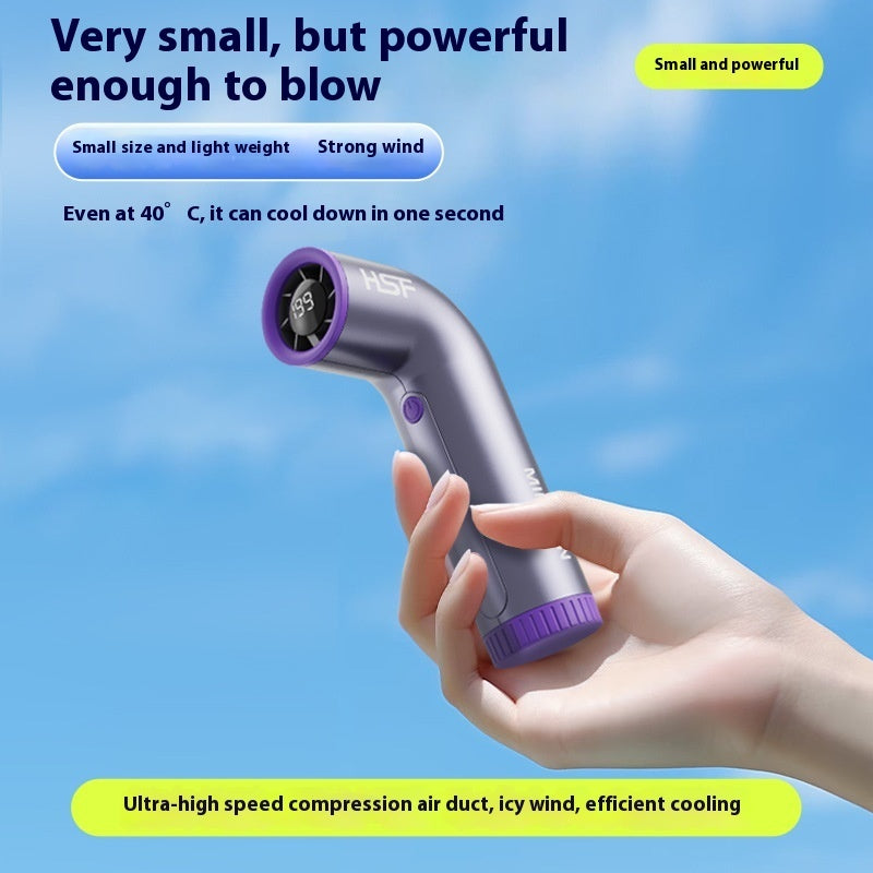 High-Speed Portable Handheld Fan – Rechargeable Turbo Fan with Digital Display, Strong Wind, Adjustable 199-Speed Settings, Long-Lasting Battery