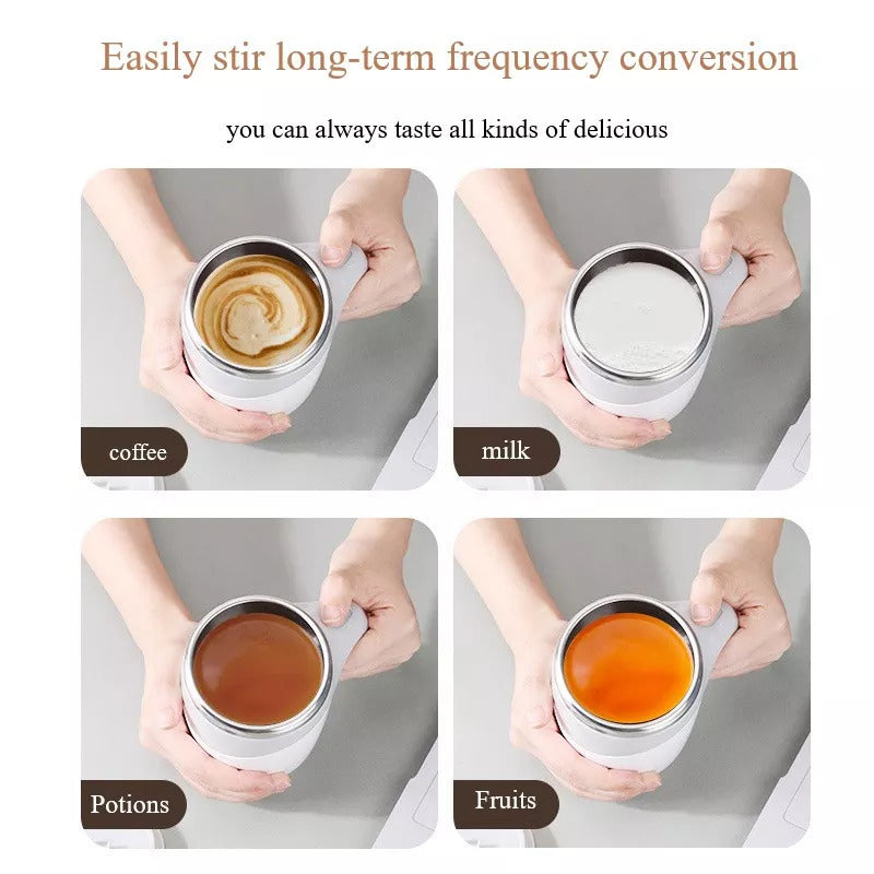 Rechargeable Automatic Electric Stirring Coffee Cup – Magnetic Rotating Milkshake Mixer – Portable Lazy Water & Beverage Stirrer