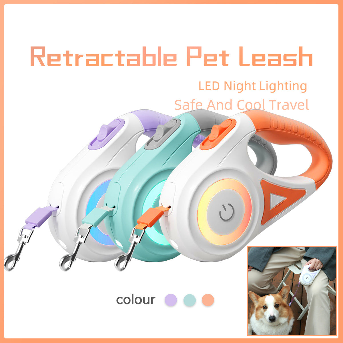 Retractable Dog Leash & Collar Set – Automatic Traction Rope for Small to Medium Dogs