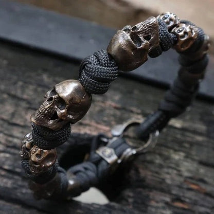 Men’s Skull Paracord Bracelet – Handmade Punk Hip-Hop Woven Jewelry, Stylish Survival Bracelet
