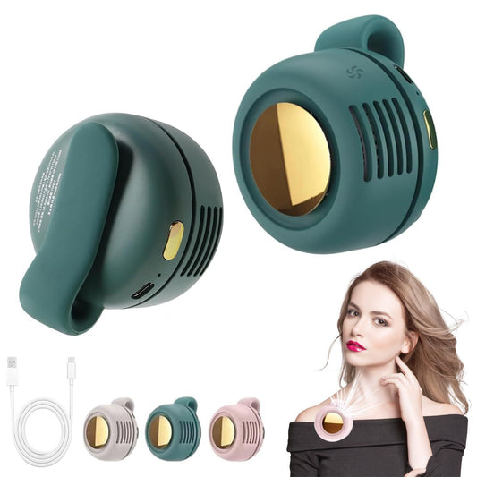 Mini Clip Neck & Waist Fan – USB Rechargeable, Leafless, 3-Speed Portable Cooling Fan for Outdoor Use
