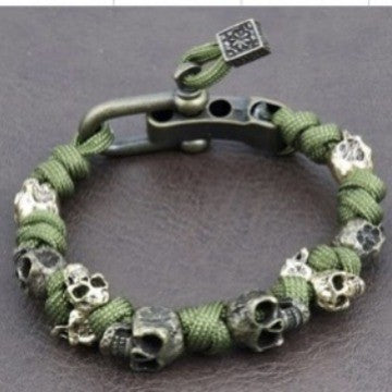 Men’s Skull Paracord Bracelet – Handmade Punk Hip-Hop Woven Jewelry, Stylish Survival Bracelet