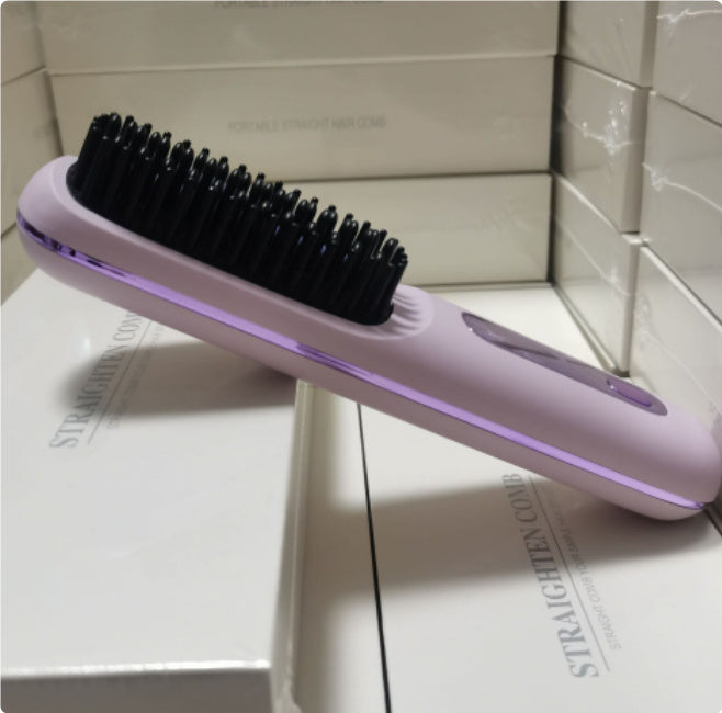 2-in-1 Wireless Hair Straightener Brush & Hot Curler – Fast Heating, Portable USB Rechargeable Hair Styling Comb