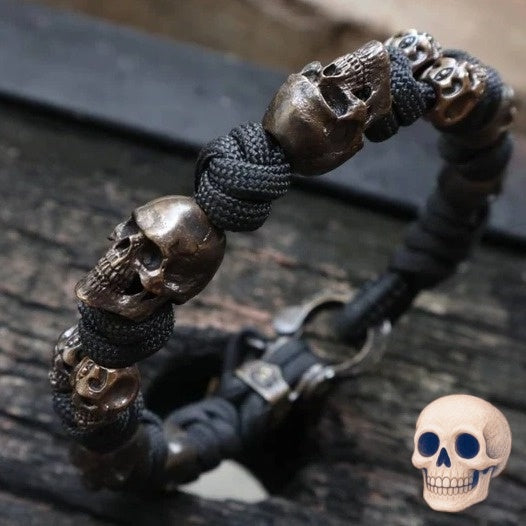 Men’s Skull Paracord Bracelet – Handmade Punk Hip-Hop Woven Jewelry, Stylish Survival Bracelet