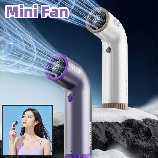 High-Speed Portable Handheld Fan – Rechargeable Turbo Fan with Digital Display, Strong Wind, Adjustable 199-Speed Settings, Long-Lasting Battery